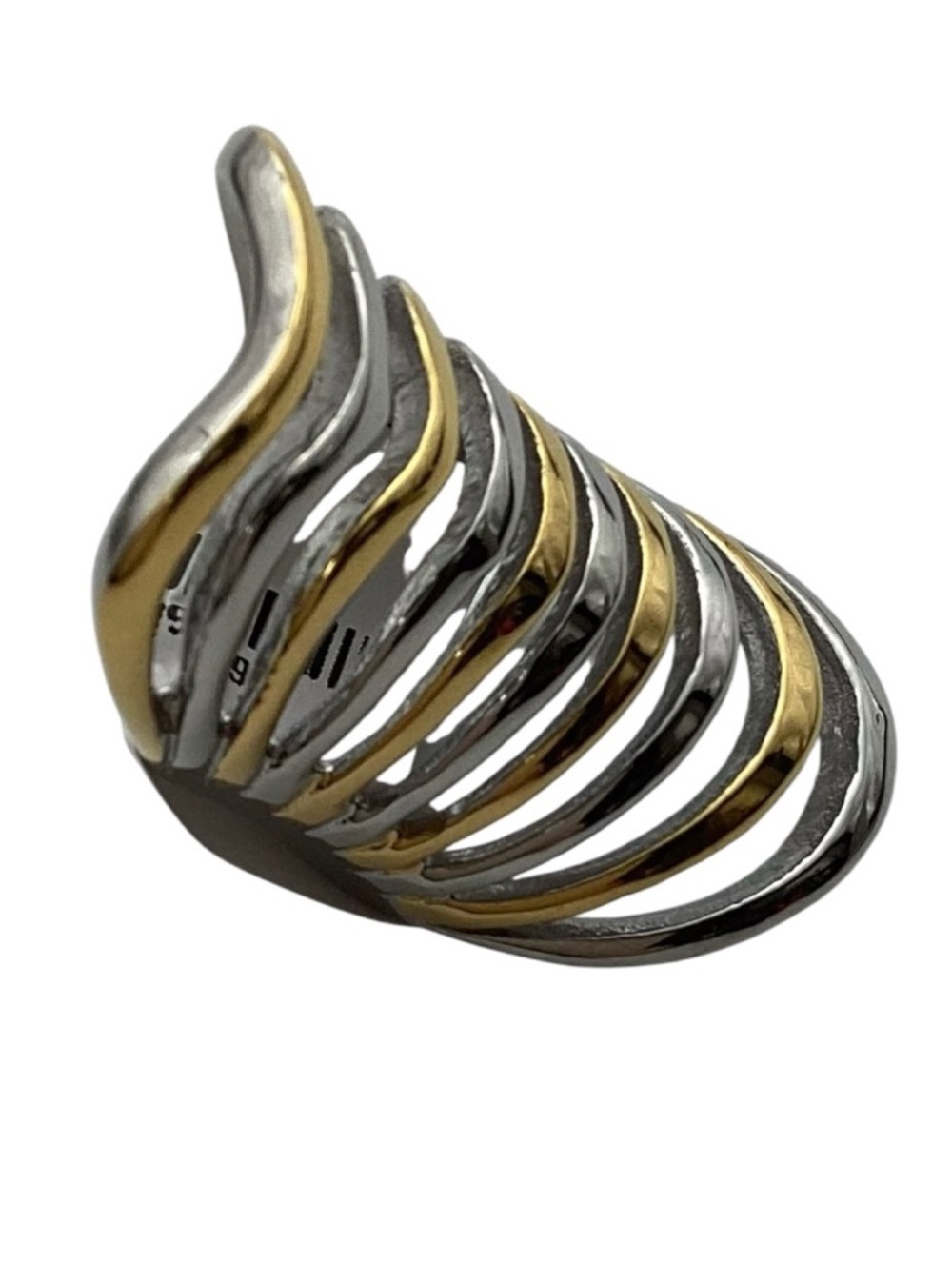 Stainless Steel Two-Tone Freeform Ring (NWT) (Size: 6) - Picture 10 of 12